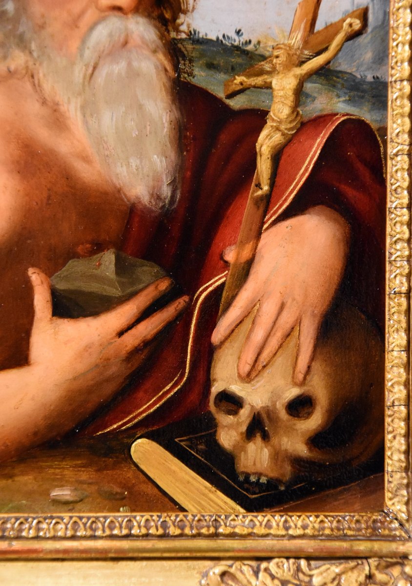 A Panel Painting Depicting 'saint Jerome', From The Circle Of Giuseppe Mazzuoli (ferrara, 1536–1589)-photo-1
