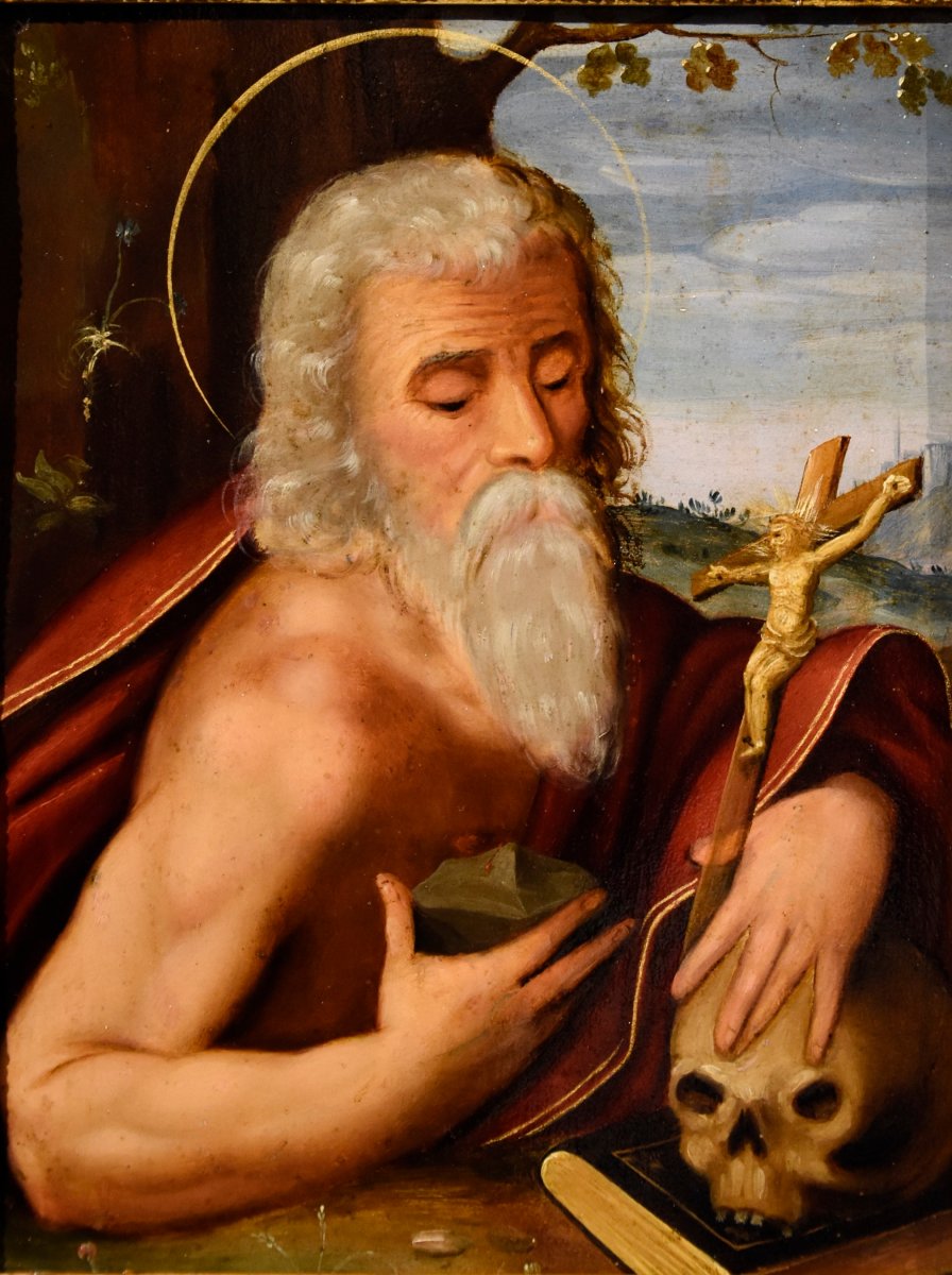 A Panel Painting Depicting 'saint Jerome', From The Circle Of Giuseppe Mazzuoli (ferrara, 1536–1589)