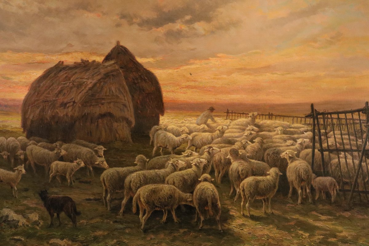 Paysage au coucher du soleil, Charles Ferdinand Ceramano (Thielt 1829 – Barbizon 1909)-photo-5