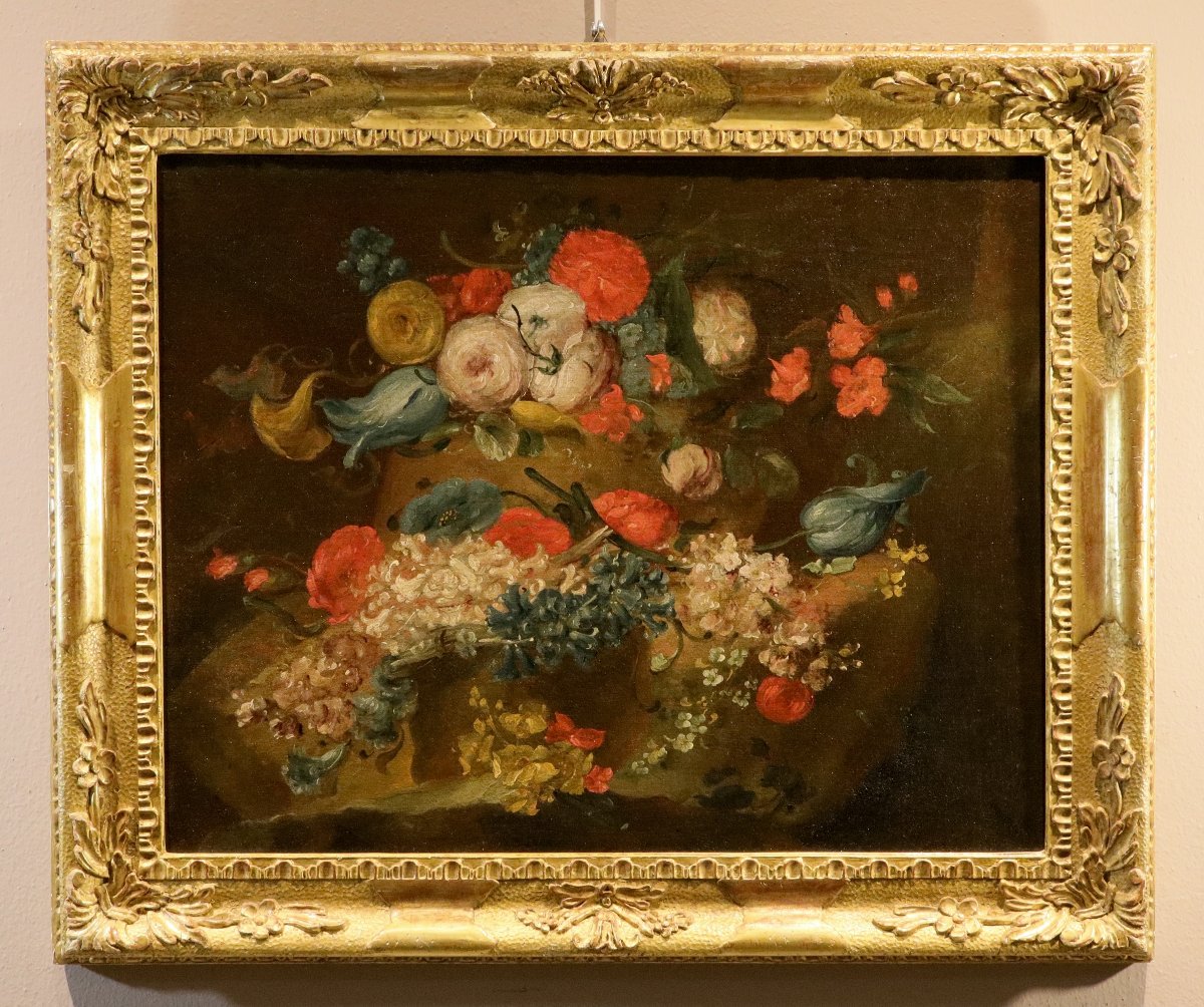 Paire de natures mortes florales, Antoine Monnoyer (1671 - 1747) attribué  -photo-2