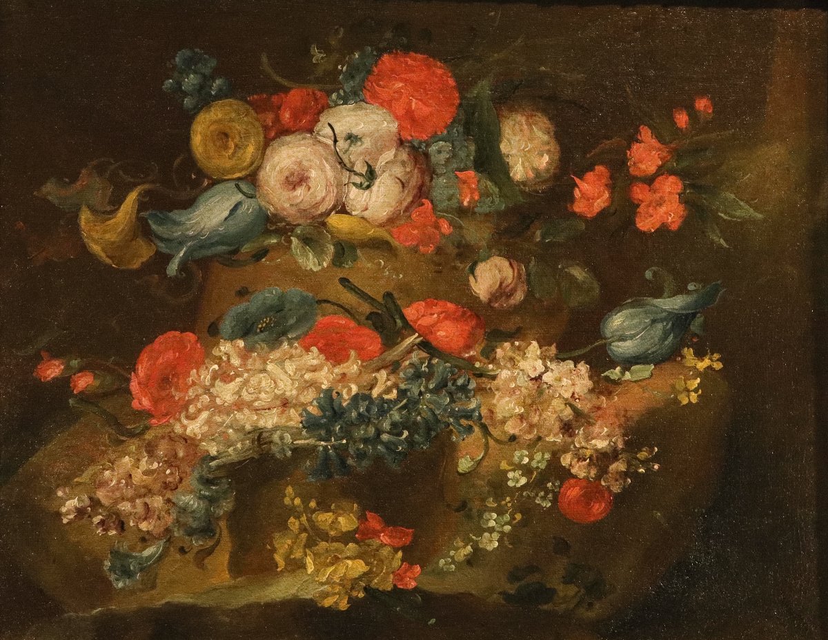 Paire de natures mortes florales, Antoine Monnoyer (1671 - 1747) attribué  -photo-3