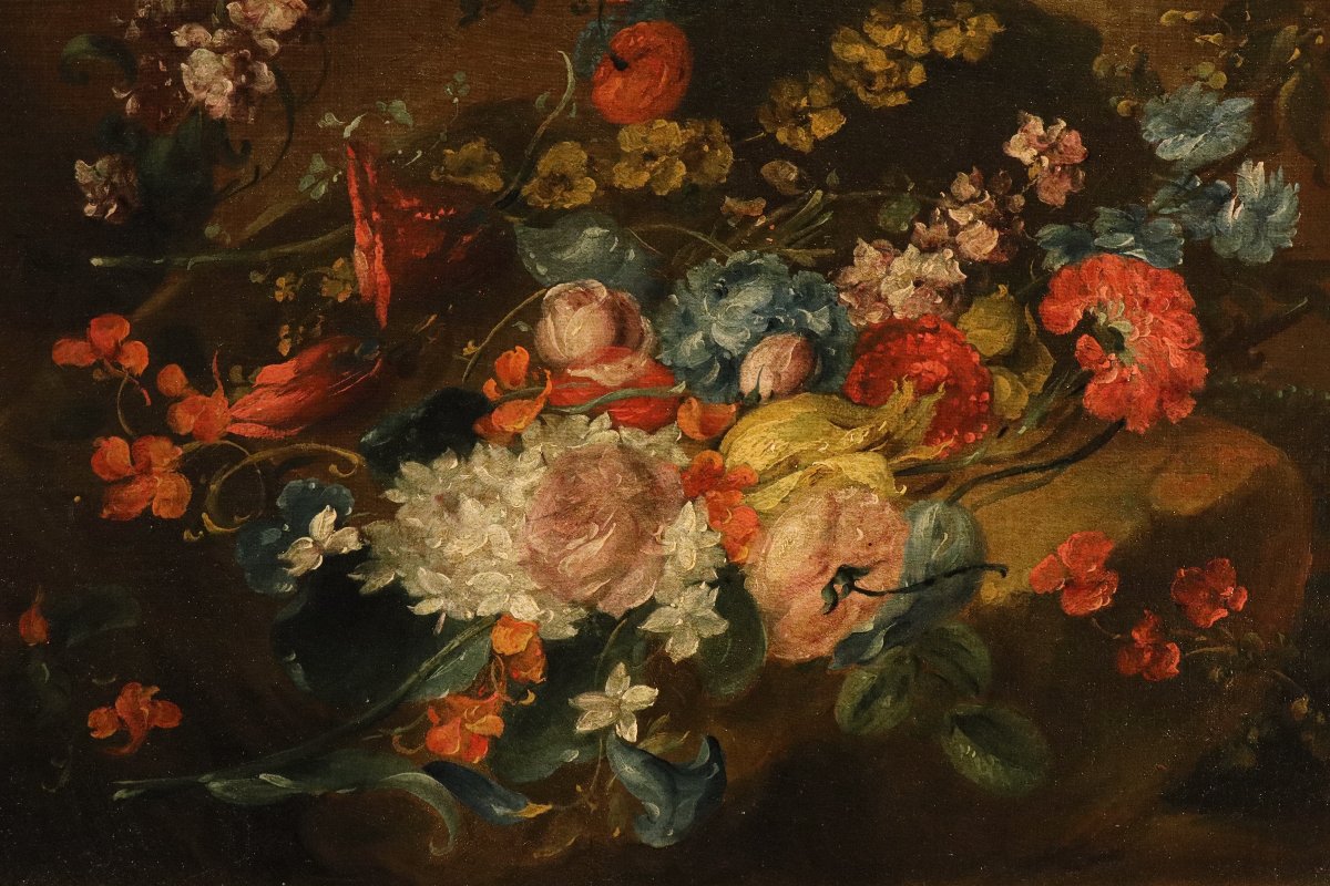 Paire de natures mortes florales, Antoine Monnoyer (1671 - 1747) attribué  -photo-4