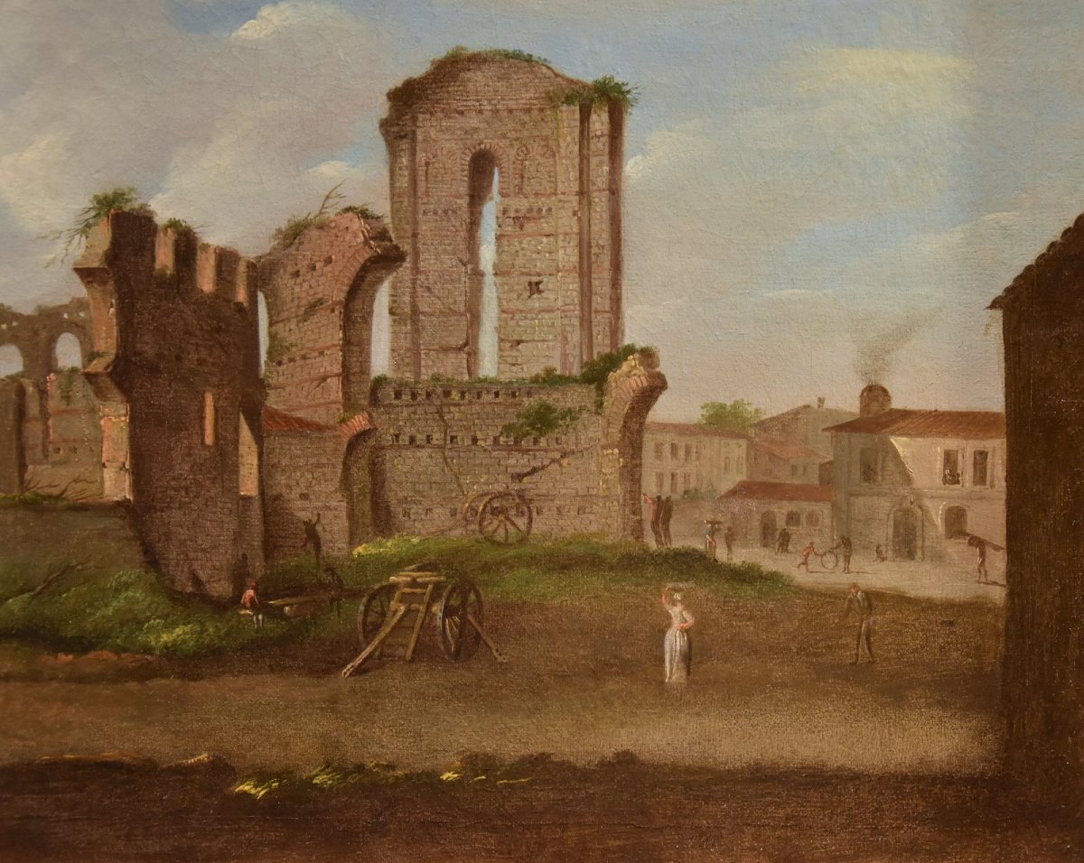 Giacomo Van Lint (Rome 1723 - 1790), Vue sur le Forum Romain-photo-1