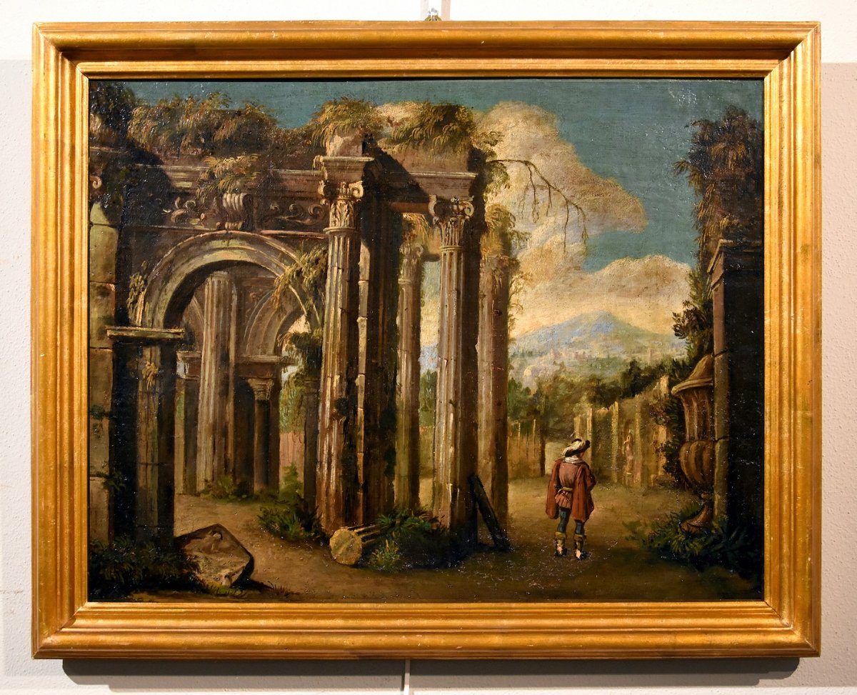Paire De Caprices Avec Ruines Classiques, Niccolò Codazzi (Naples, 1642 - Gênes, 1693) Suiveur-photo-3
