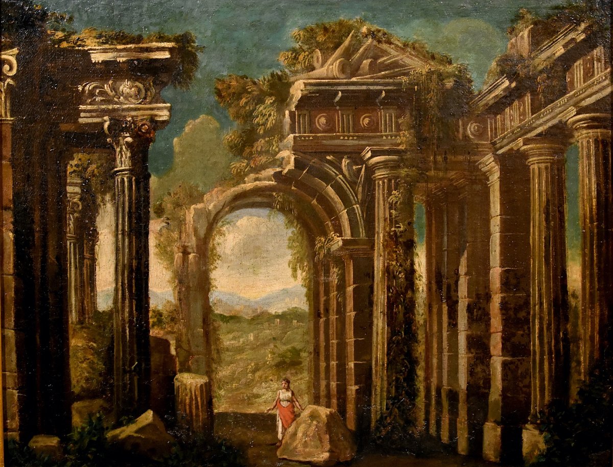 Paire De Caprices Avec Ruines Classiques, Niccolò Codazzi (Naples, 1642 - Gênes, 1693) Suiveur-photo-4