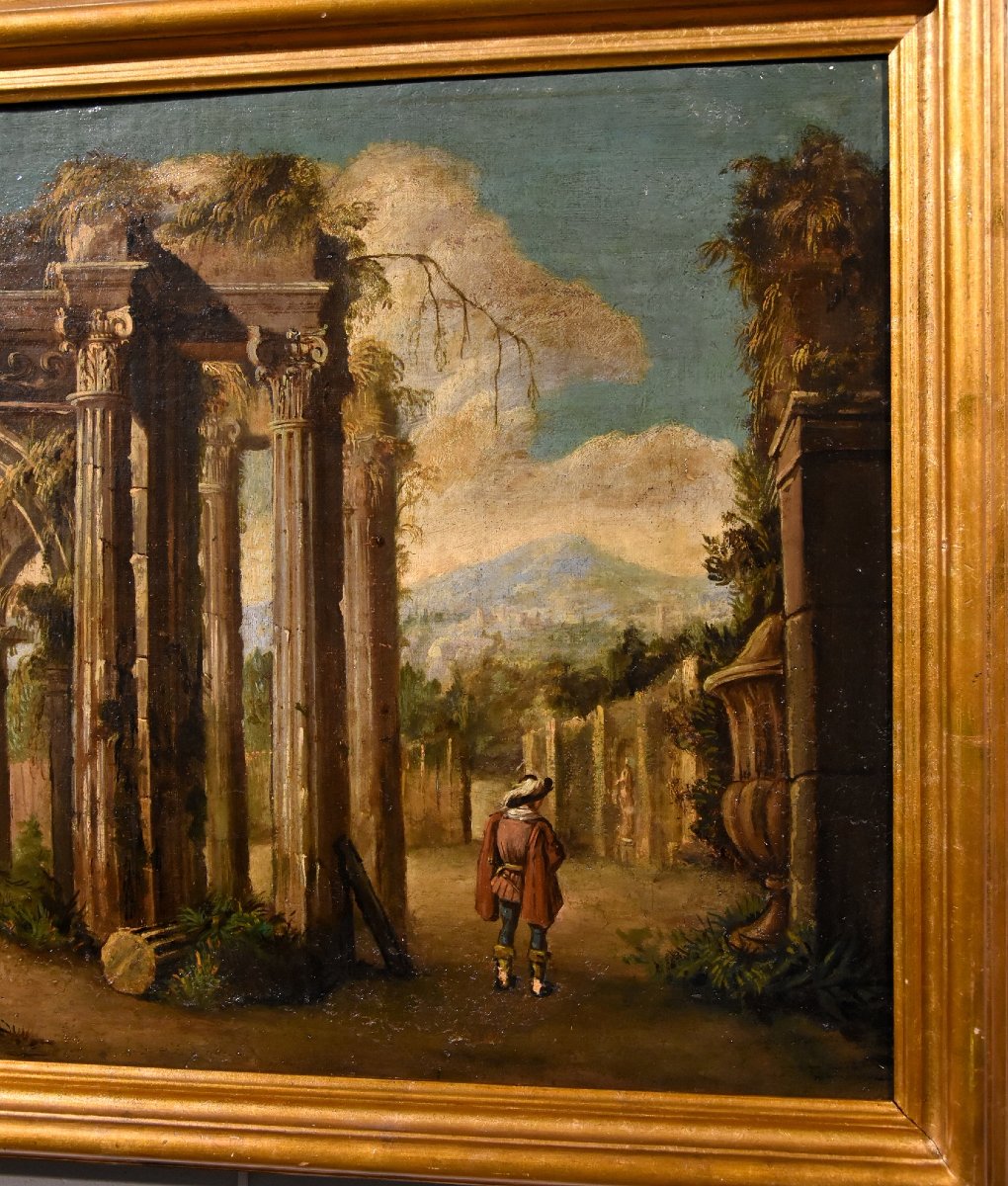 Paire De Caprices Avec Ruines Classiques, Niccolò Codazzi (Naples, 1642 - Gênes, 1693) Suiveur-photo-3