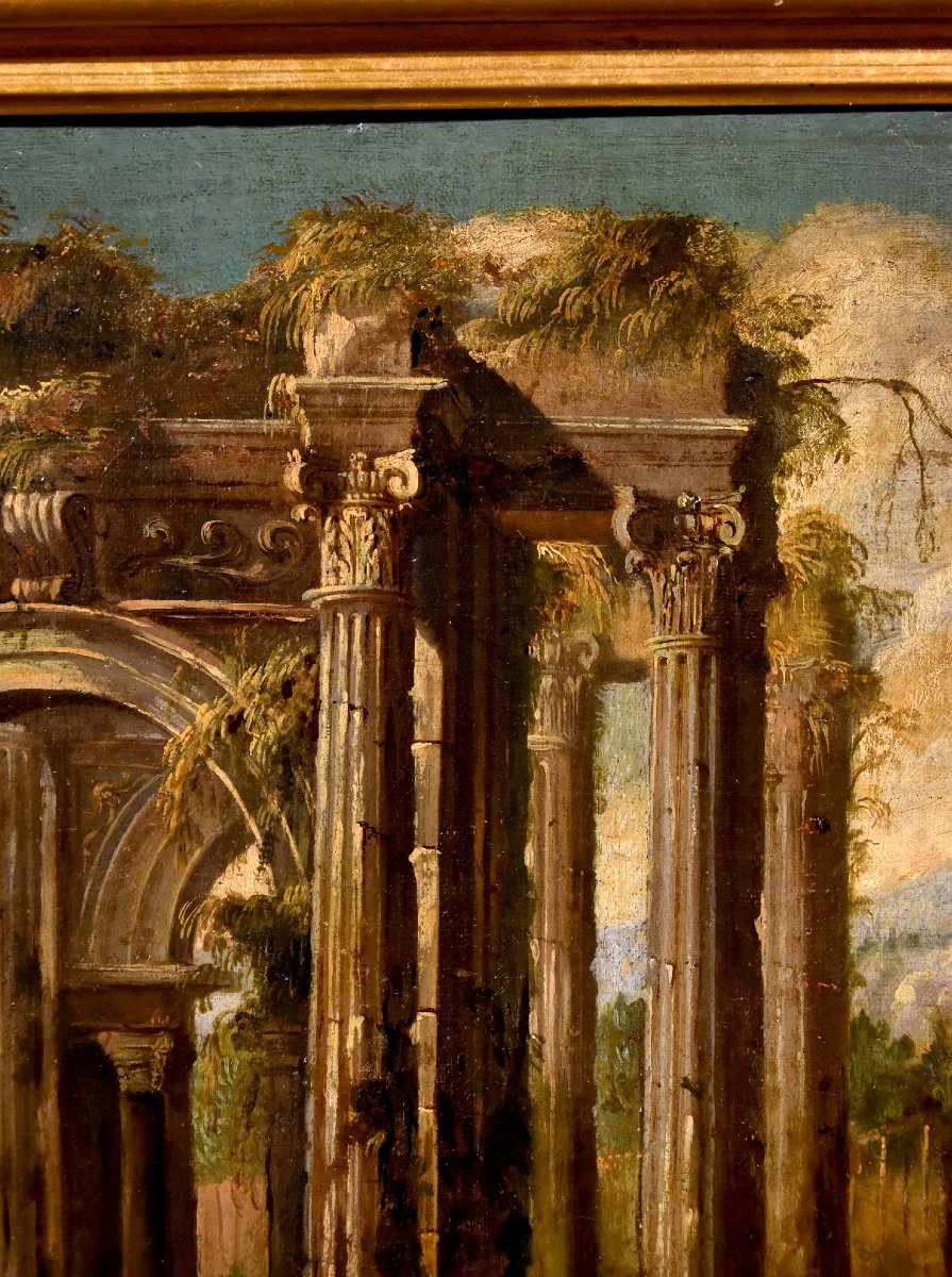 Paire De Caprices Avec Ruines Classiques, Niccolò Codazzi (Naples, 1642 - Gênes, 1693) Suiveur-photo-4