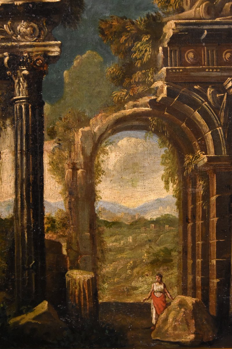 Paire De Caprices Avec Ruines Classiques, Niccolò Codazzi (Naples, 1642 - Gênes, 1693) Suiveur-photo-7
