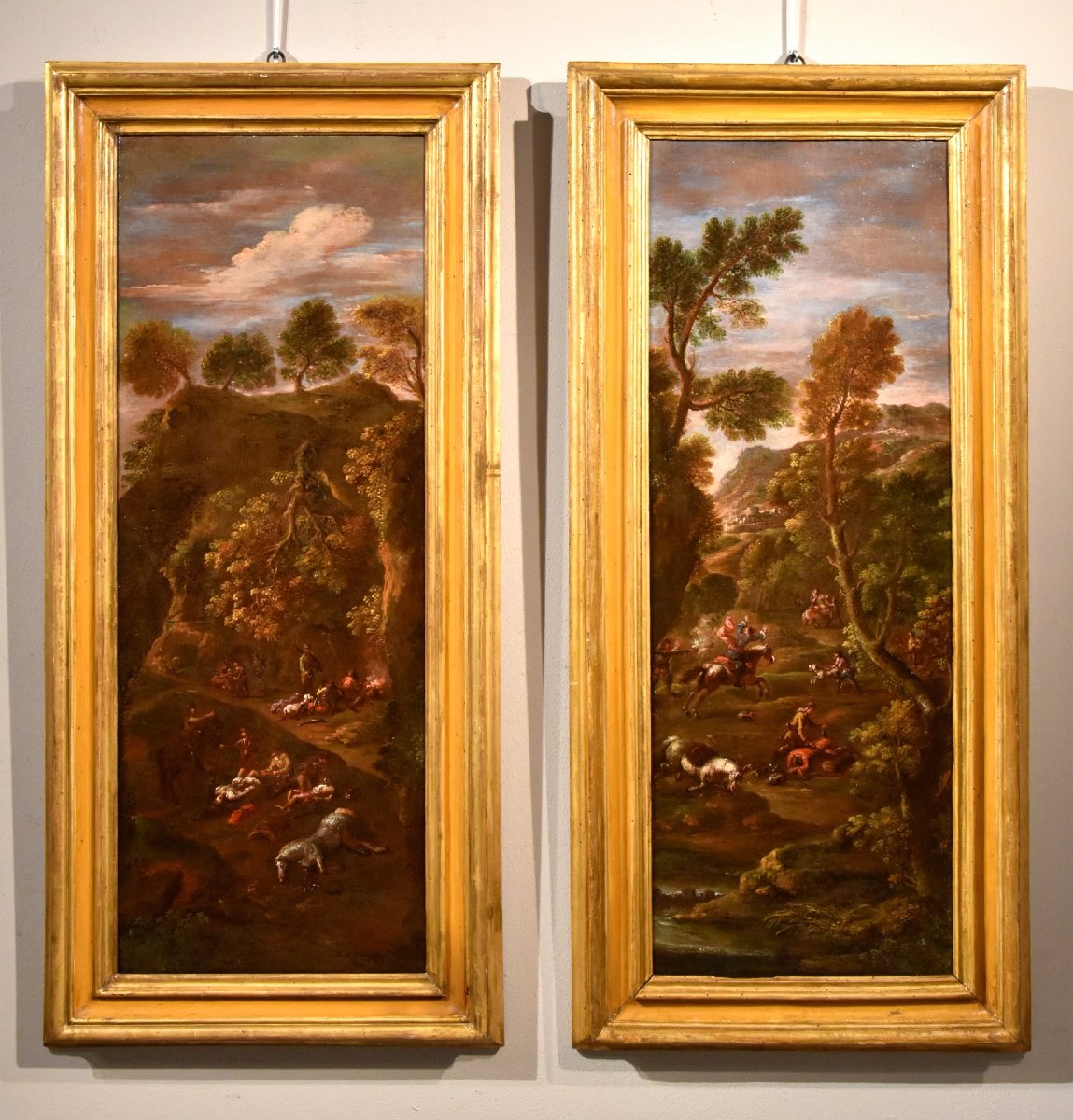 Pair Of Paintings: “the Bandits’ Attack” And “after The Attack,” By Giuseppe Zais -photo-2