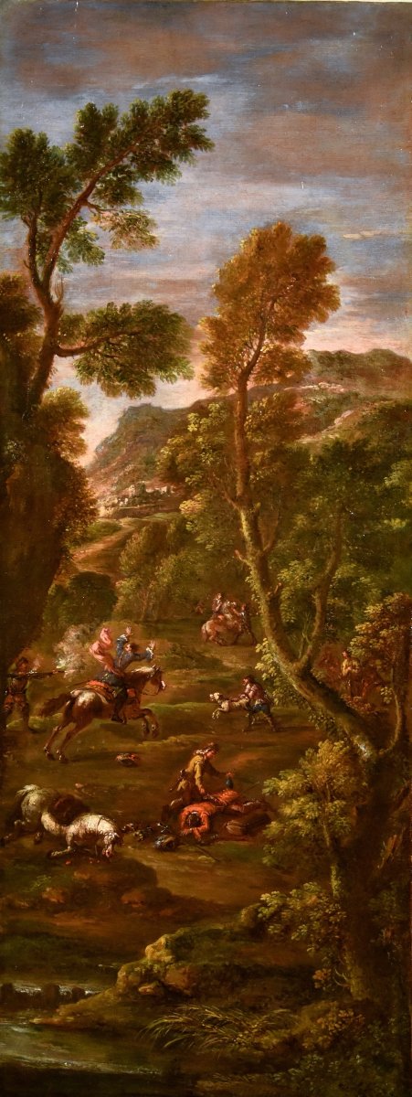 Pair Of Paintings: “the Bandits’ Attack” And “after The Attack,” By Giuseppe Zais -photo-3