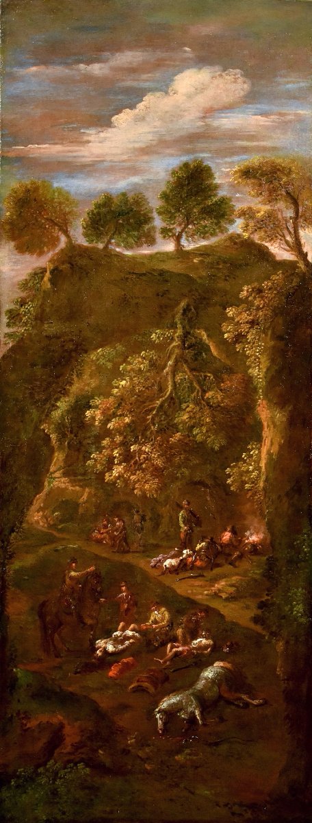 Pair Of Paintings: “the Bandits’ Attack” And “after The Attack,” By Giuseppe Zais -photo-4