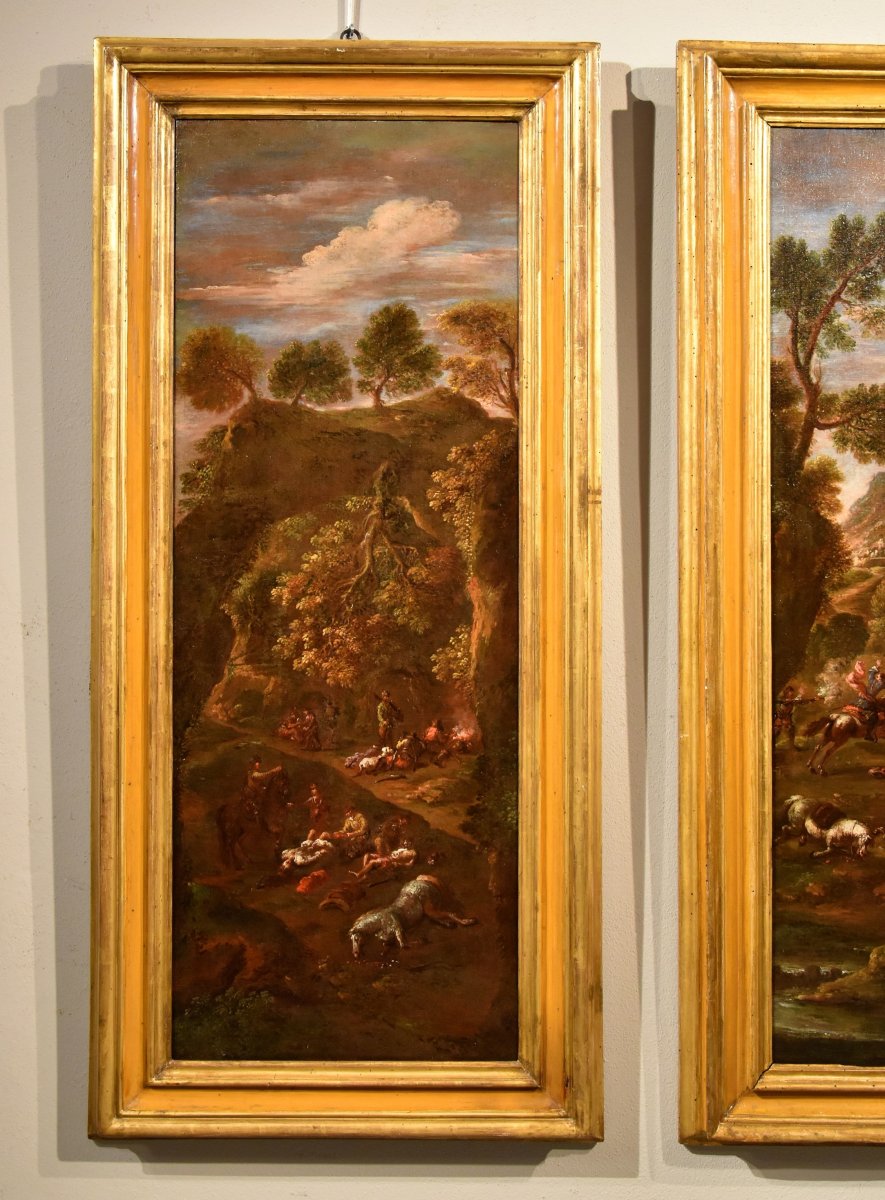 Pair Of Paintings: “the Bandits’ Attack” And “after The Attack,” By Giuseppe Zais -photo-2