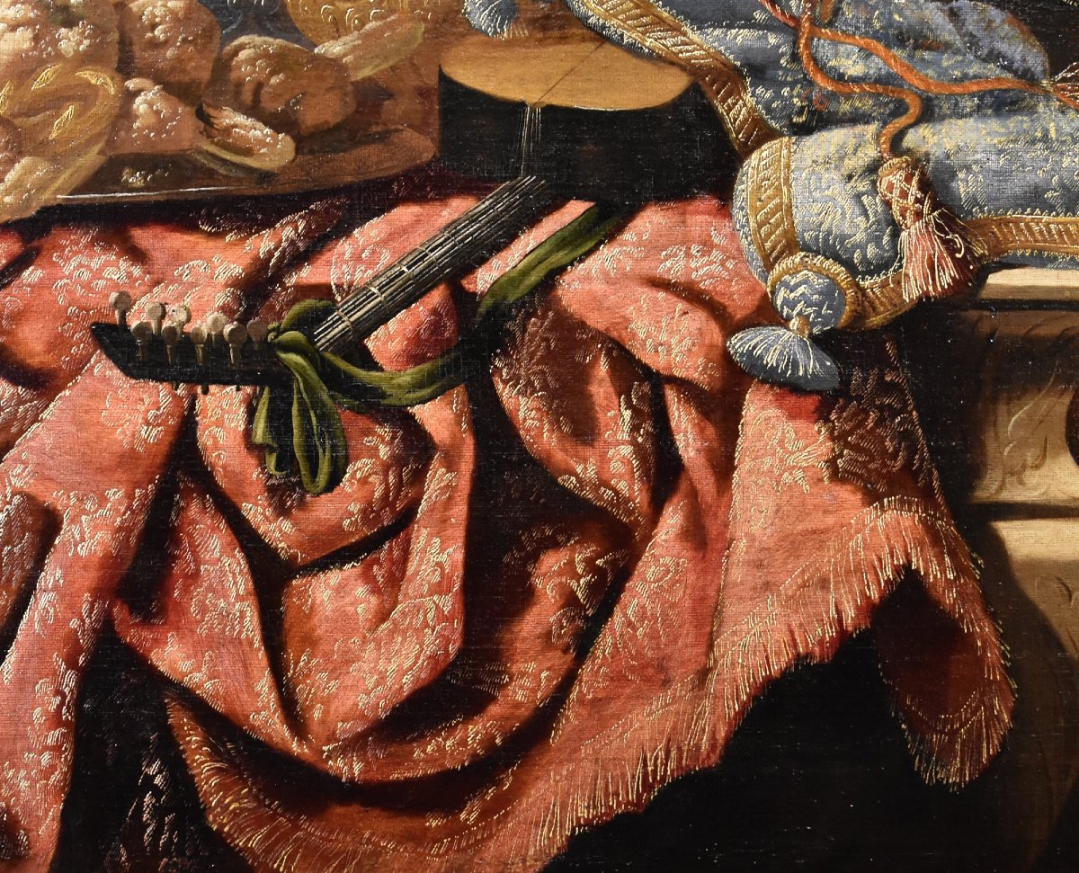 Antonio Tibaldi (Rome, vers 1633 - 1684), Nature morte avec objets précieux, tissus brodés...-photo-2