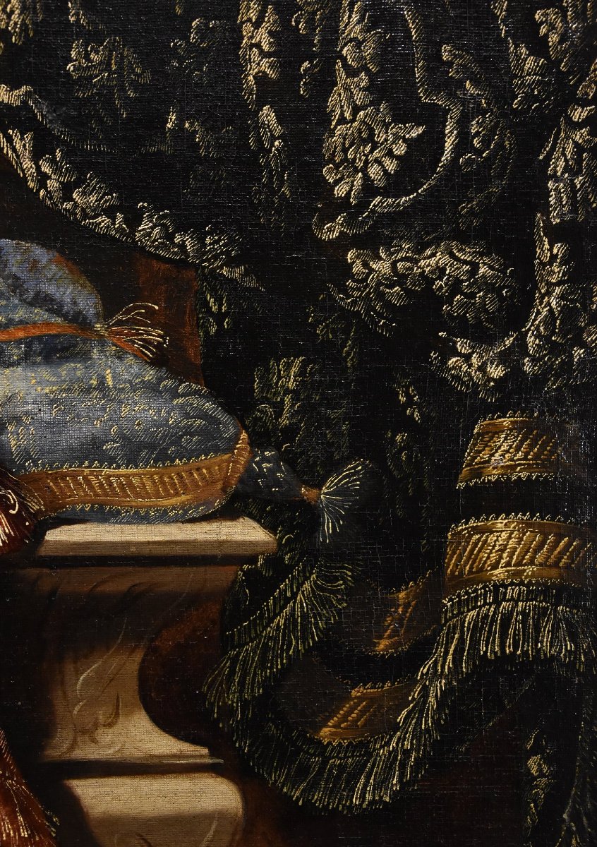 Antonio Tibaldi (Rome, vers 1633 - 1684), Nature morte avec objets précieux, tissus brodés...-photo-2