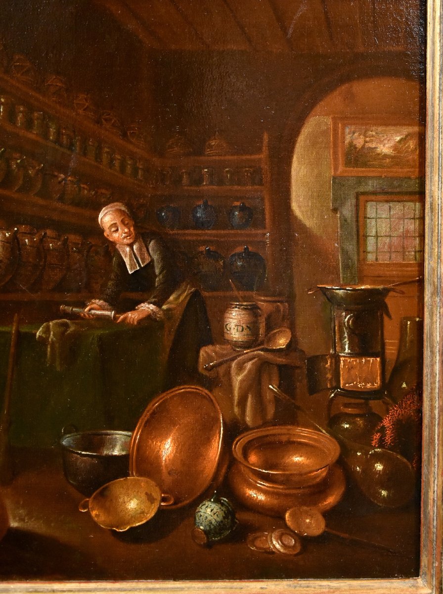 Le Pharmacien, Giovanni Domenico Valentino (1630 - 1708), Signé Avec Monogramme G.d.v-photo-3