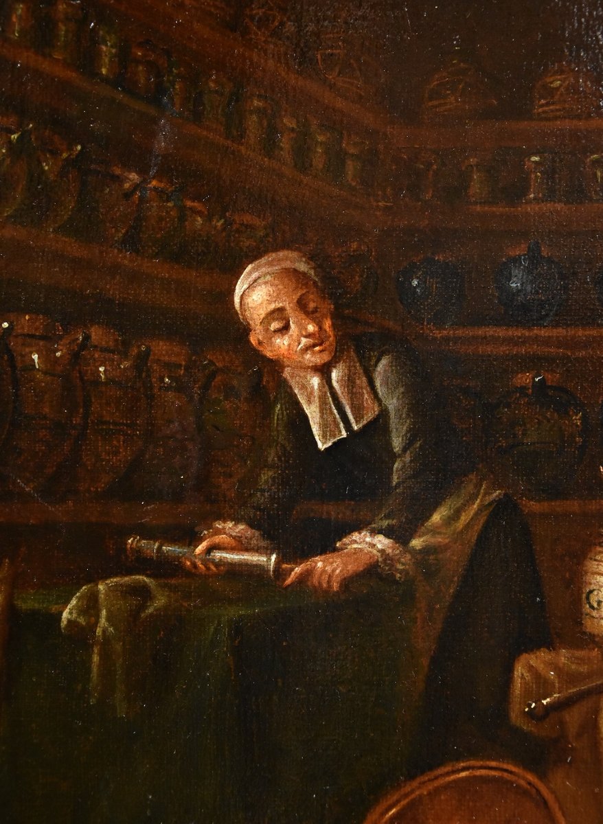Le Pharmacien, Giovanni Domenico Valentino (1630 - 1708), Signé Avec Monogramme G.d.v-photo-4