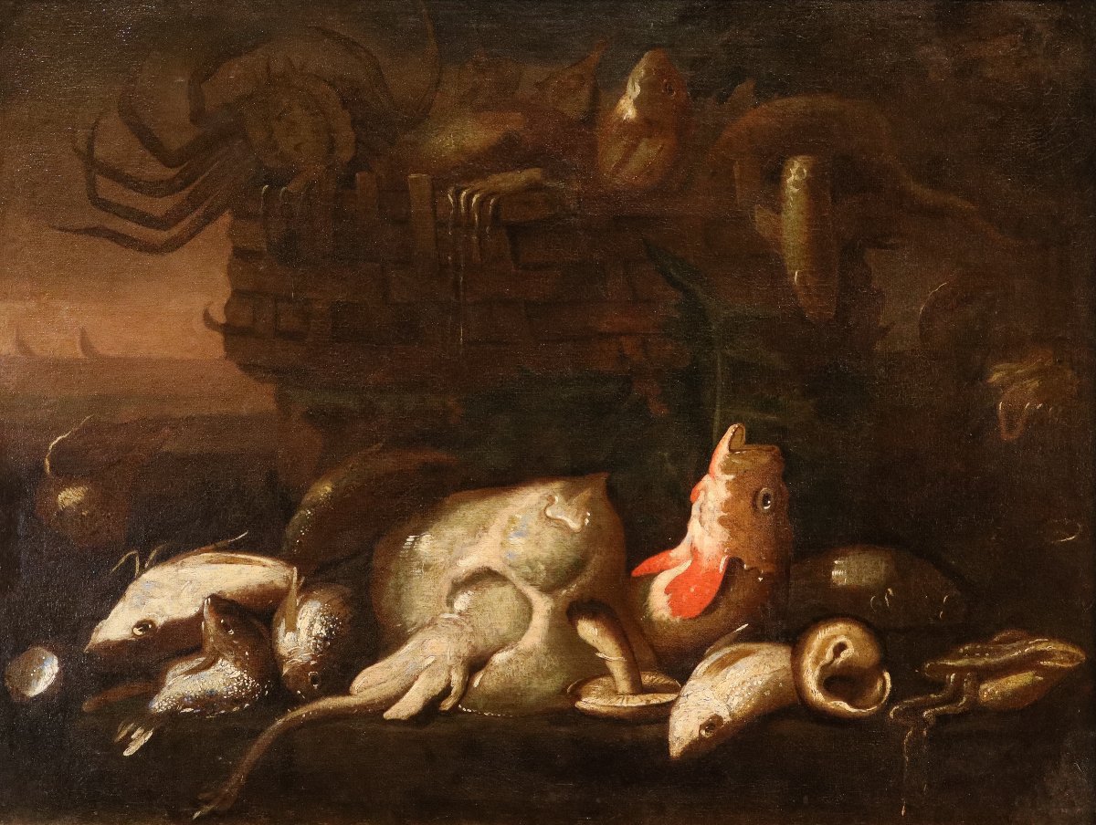 Elena Recco (naples, 1654–1700) Attributed, Pair Of Still Lifes With Fish-photo-2