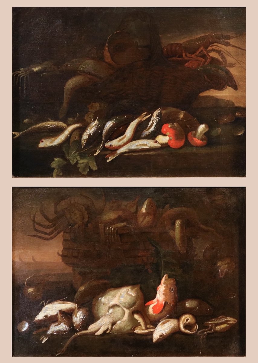 Elena Recco (naples, 1654–1700) Attributed, Pair Of Still Lifes With Fish