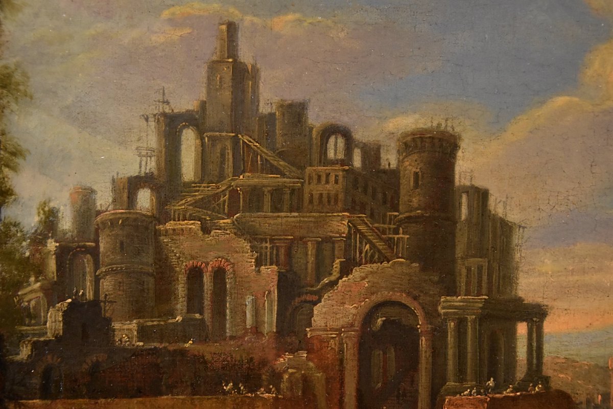 Construction De La Tour De Babel, Peintre Flamand 17-18ème Siècle-photo-7