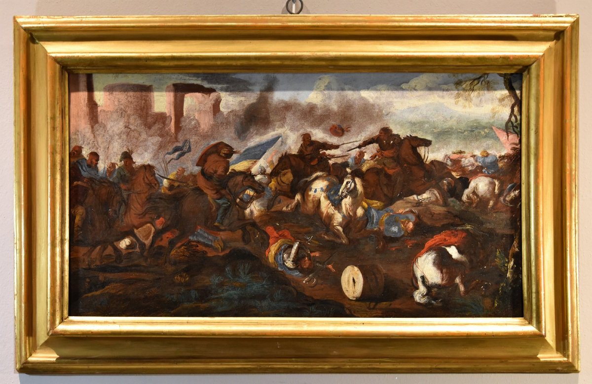 Battle Between Cavalries, Antonio Calza (verona, 1653 – Verona, 1725)-photo-2