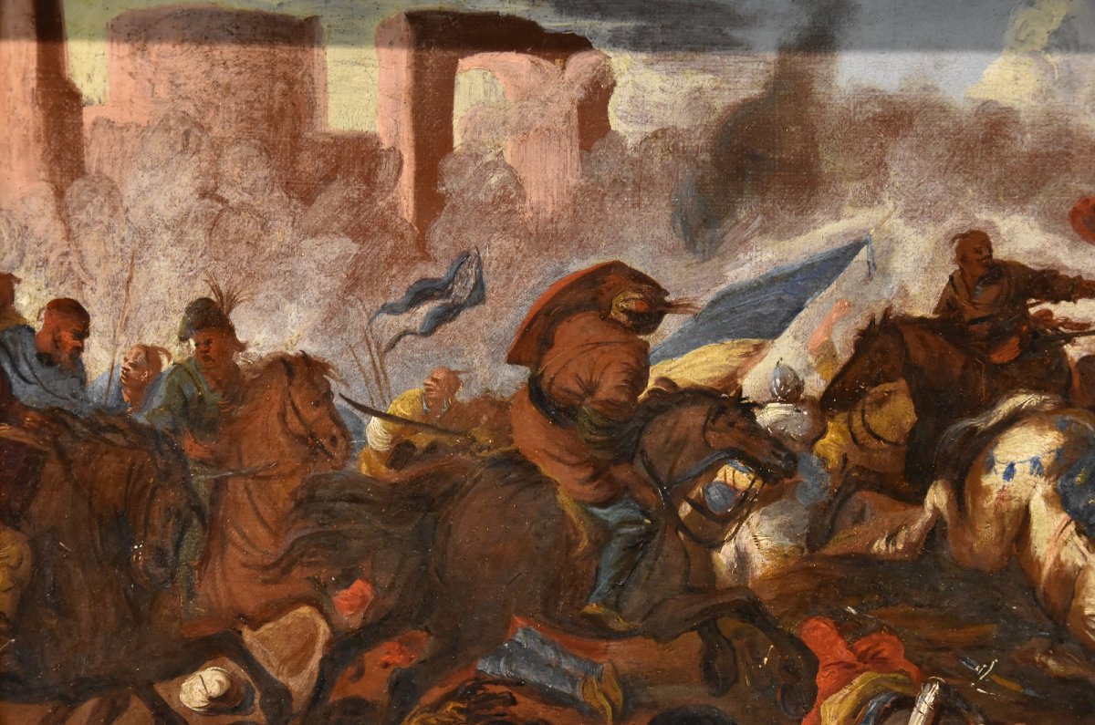 Battle Between Cavalries, Antonio Calza (verona, 1653 – Verona, 1725)-photo-4