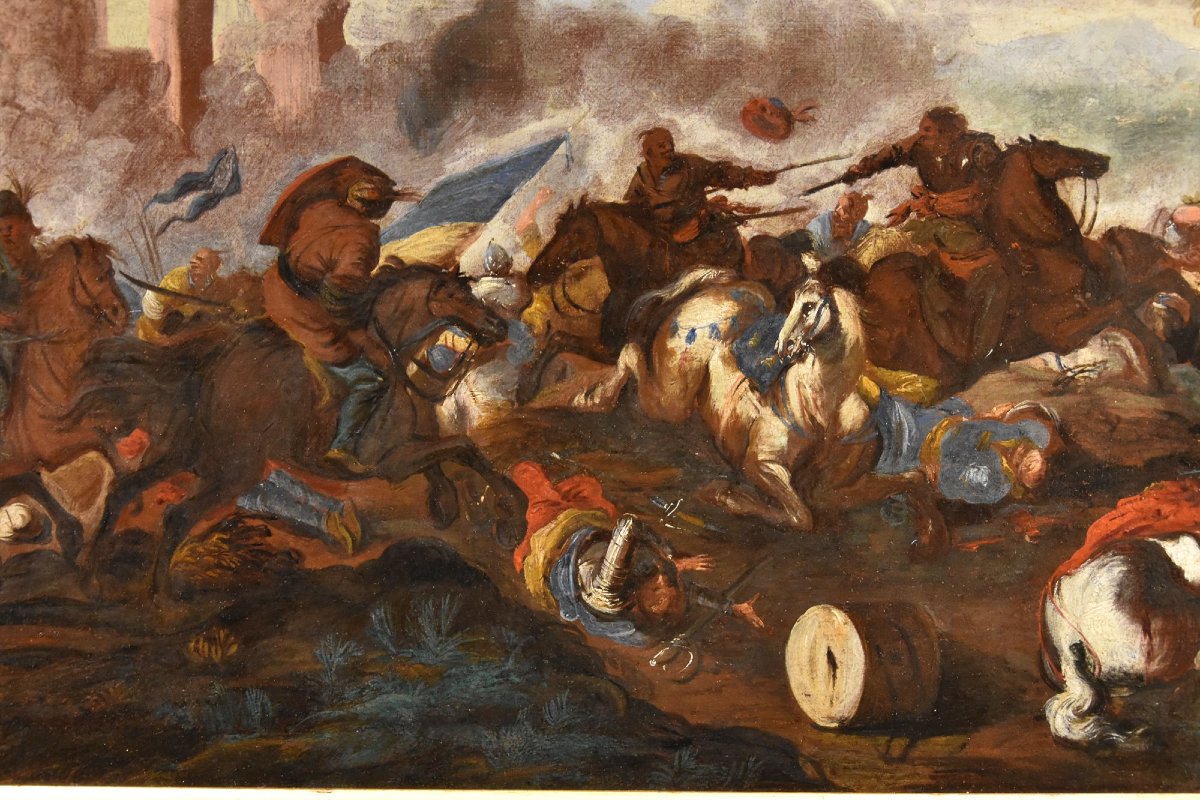Battle Between Cavalries, Antonio Calza (verona, 1653 – Verona, 1725)-photo-2