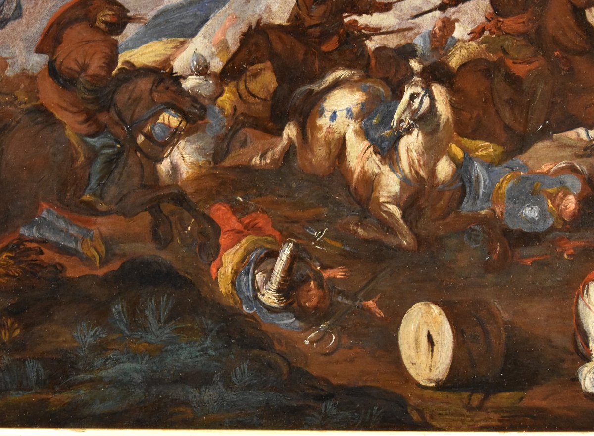 Battle Between Cavalries, Antonio Calza (verona, 1653 – Verona, 1725)-photo-3