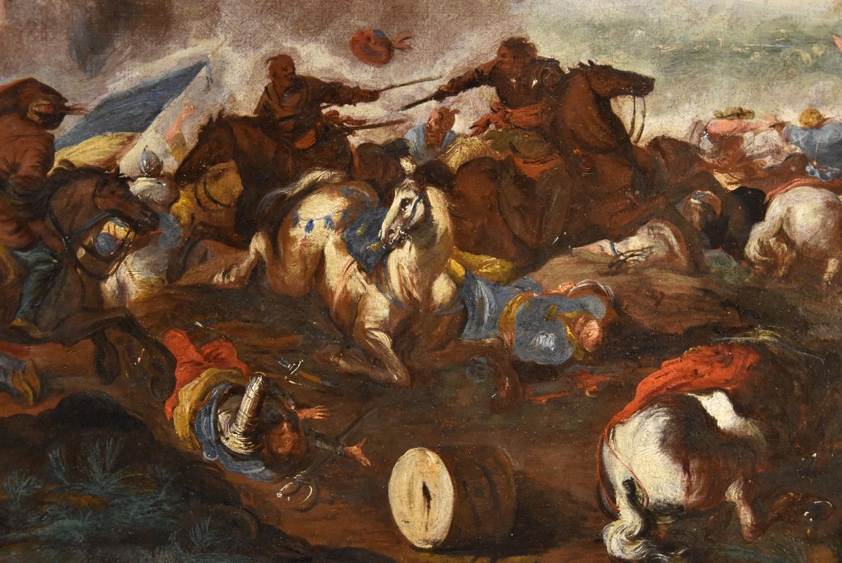 Battle Between Cavalries, Antonio Calza (verona, 1653 – Verona, 1725)-photo-4