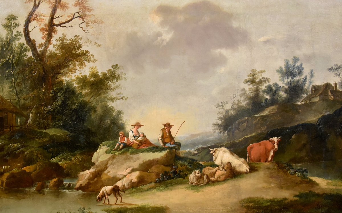 Landscape With A River And Shepherds At Rest, Francesco Zuccarelli (1702–1788), Circle Of-photo-2