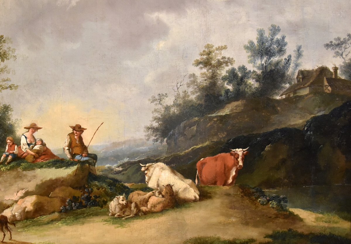 Landscape With A River And Shepherds At Rest, Francesco Zuccarelli (1702–1788), Circle Of-photo-7