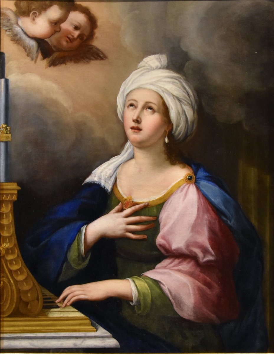 Sainte Cécile Et Deux Angelots, Lucas De La Haye Dit Luca Fiammingo (Nivelles 1612 -Rome 1682) -photo-2