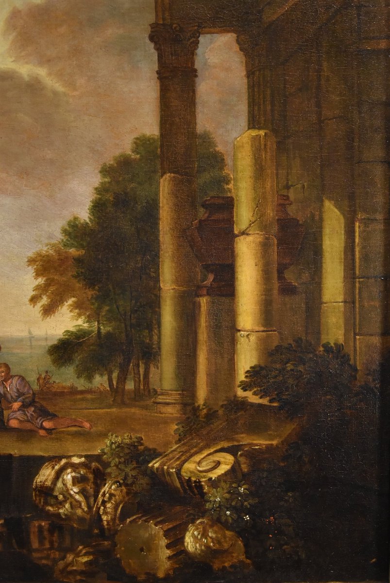 Jacob De Heush (utrecht 1657 – Amsterdam 1701), Coastal Landscape With Architectural Ruins-photo-1
