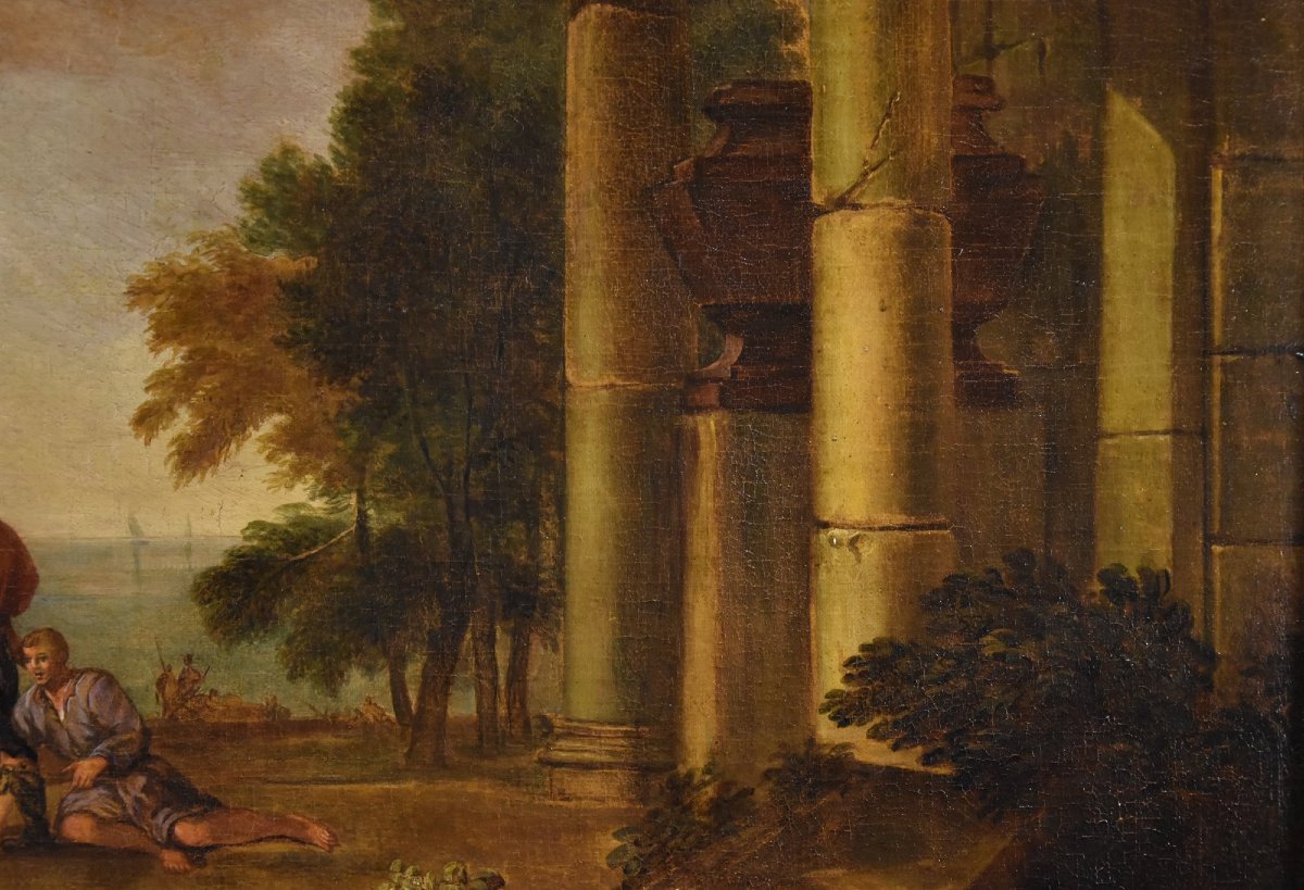 Jacob De Heush (utrecht 1657 – Amsterdam 1701), Coastal Landscape With Architectural Ruins-photo-3