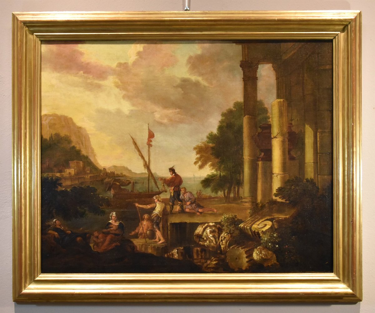 Jacob De Heush (utrecht 1657 – Amsterdam 1701), Coastal Landscape With Architectural Ruins