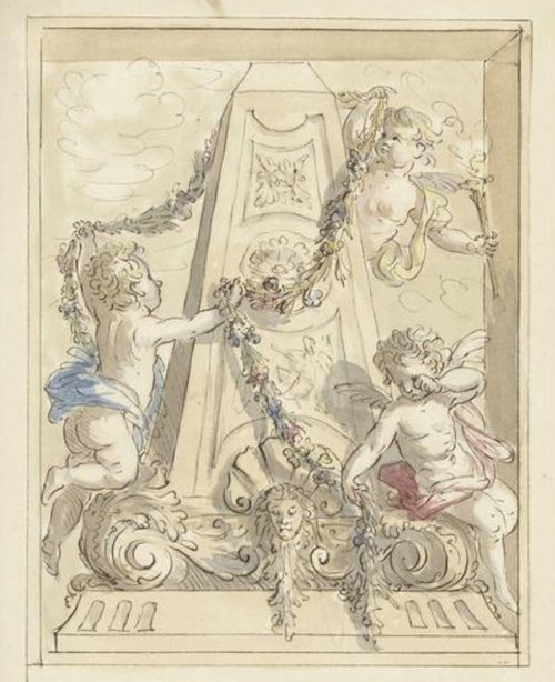Jacob De Wit (Amsterdam, 1695 - 1754), Couple De Cupidons Avec Guirlande De Fleurs-photo-4