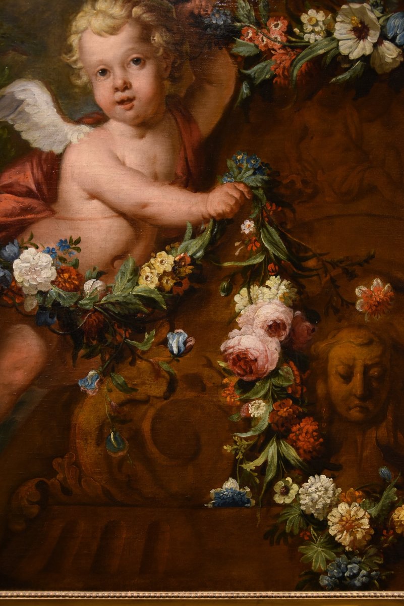 Jacob De Wit (Amsterdam, 1695 - 1754), Couple De Cupidons Avec Guirlande De Fleurs-photo-5