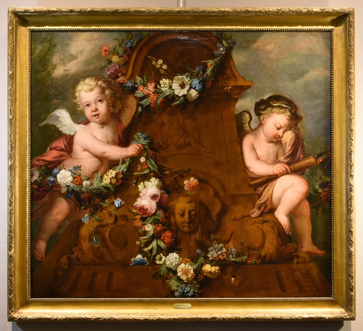 Jacob De Wit (Amsterdam, 1695 - 1754), Couple De Cupidons Avec Guirlande De Fleurs