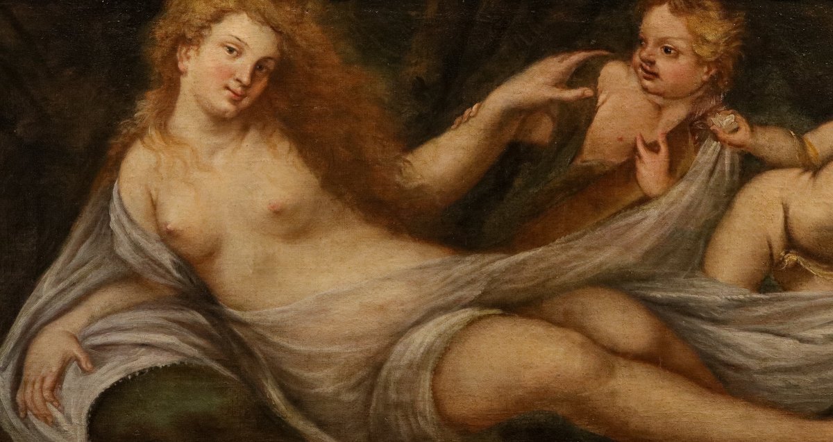 Vénus avec trois putti, Federico Cervelli (Milan, 1625 – Venise, 1700)-photo-3