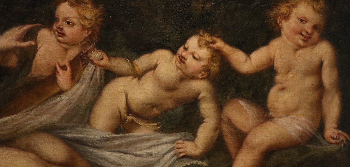 Vénus avec trois putti, Federico Cervelli (Milan, 1625 – Venise, 1700)-photo-4