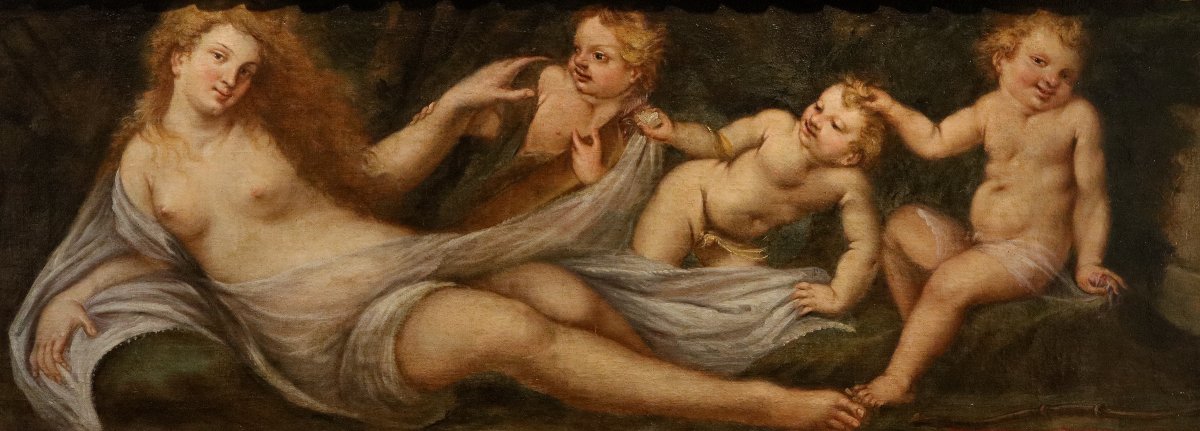 Vénus avec trois putti, Federico Cervelli (Milan, 1625 – Venise, 1700)-photo-2