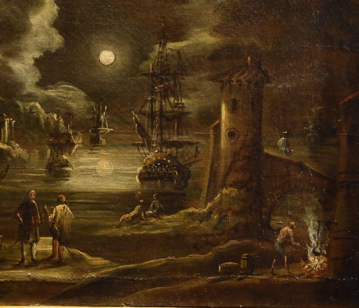 Moonlit Harbor View, Giovanni Grevenbroeck (netherlands, C. 1650 – Milan 1699)-photo-2