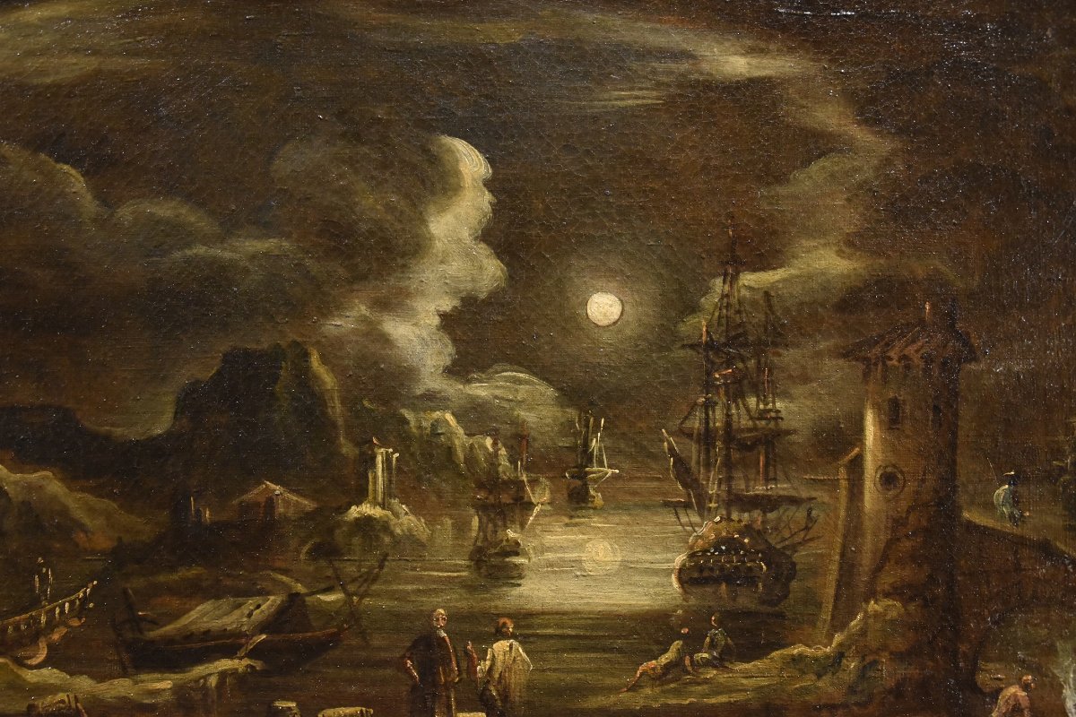 Moonlit Harbor View, Giovanni Grevenbroeck (netherlands, C. 1650 – Milan 1699)-photo-4