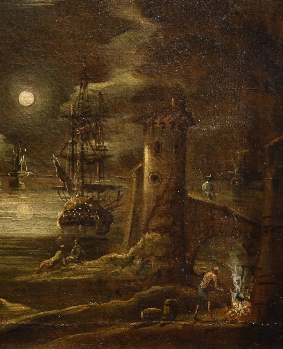 Moonlit Harbor View, Giovanni Grevenbroeck (netherlands, C. 1650 – Milan 1699)-photo-5