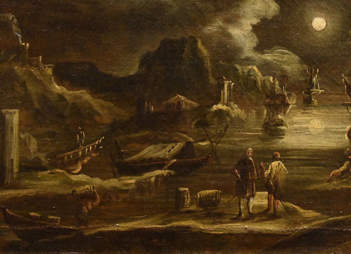 Moonlit Harbor View, Giovanni Grevenbroeck (netherlands, C. 1650 – Milan 1699)-photo-6