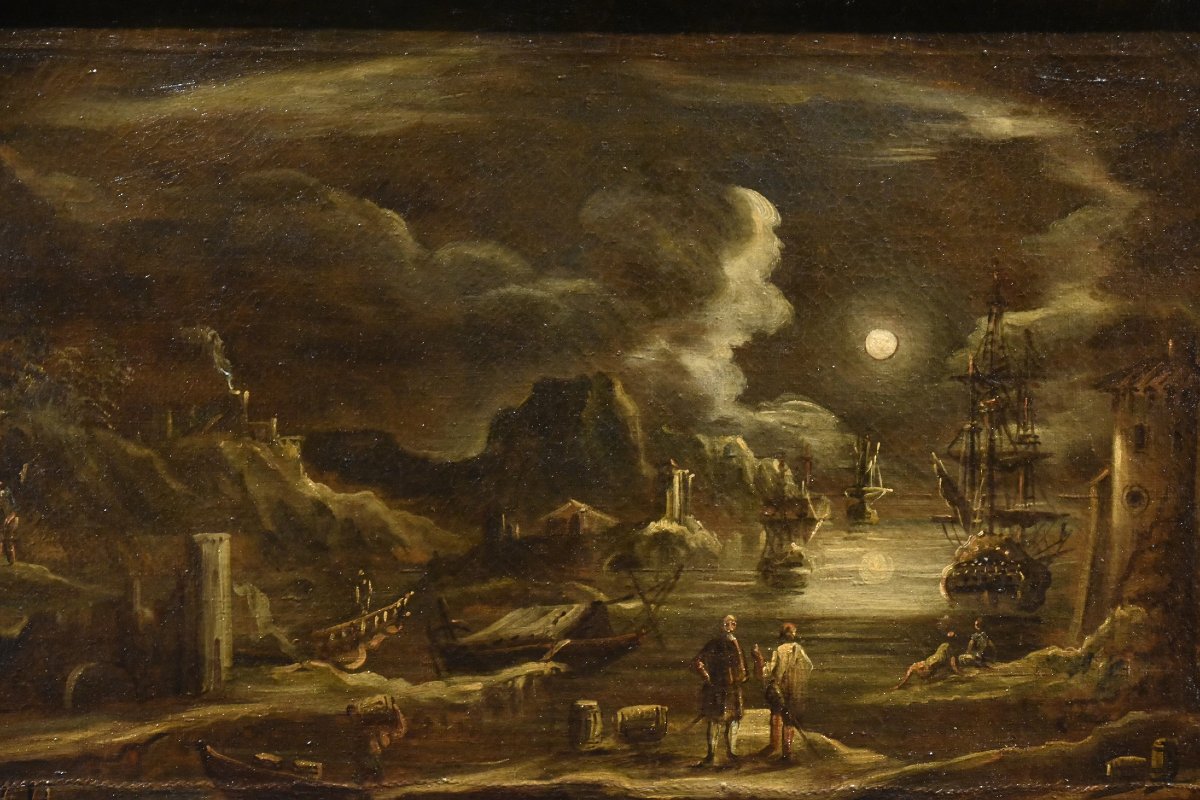Moonlit Harbor View, Giovanni Grevenbroeck (netherlands, C. 1650 – Milan 1699)-photo-7