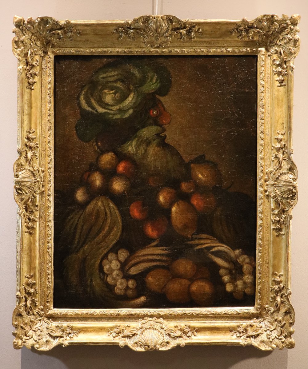 Giuseppe Arcimboldo (Milan 1527 – 1593) suiveur, Allégorie anthropomorphe de l'Hiver