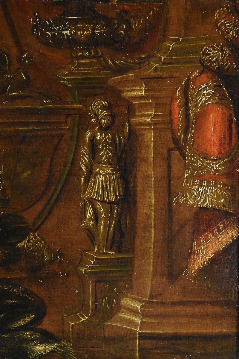 Antonio Tibaldi (Rome, 1635 - 1675), Nature Morte Avec Armure, Rideaux Et Sculpture-photo-4