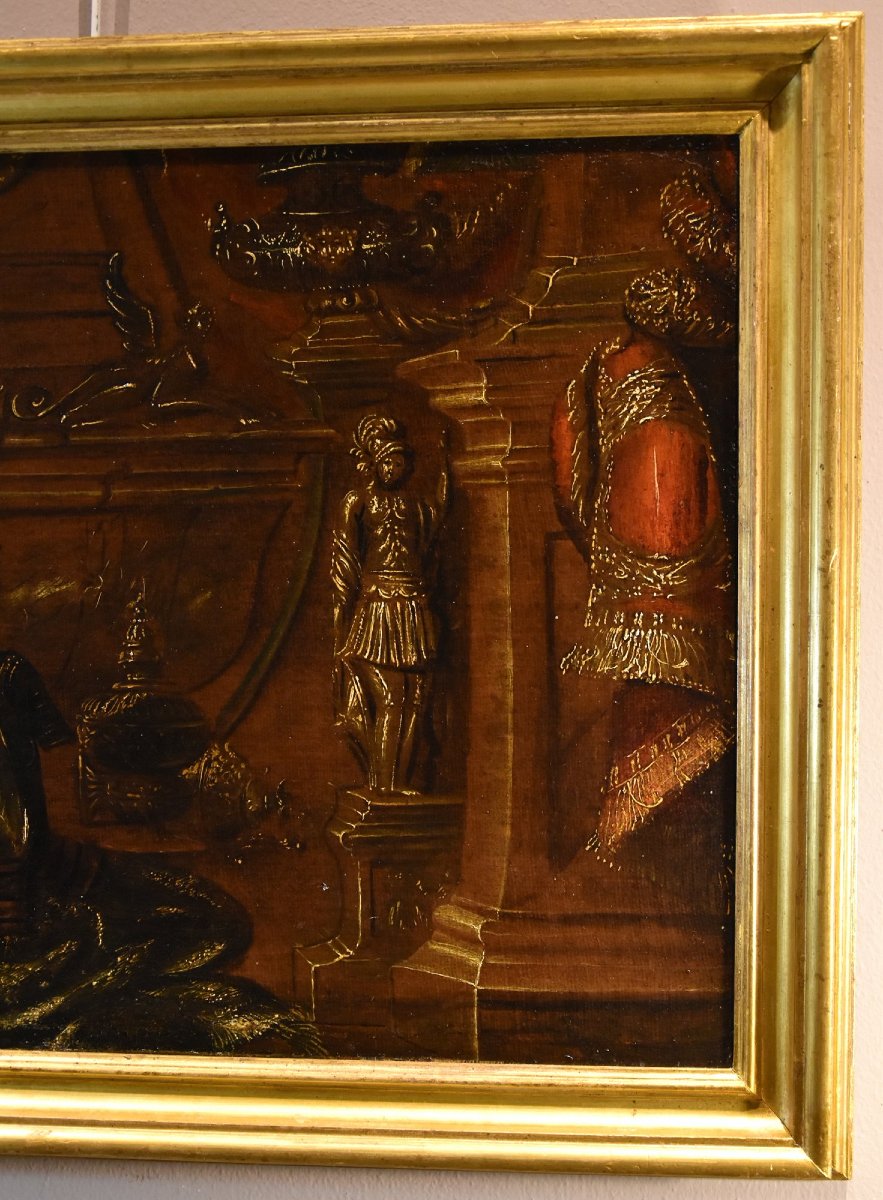Antonio Tibaldi (Rome, 1635 - 1675), Nature Morte Avec Armure, Rideaux Et Sculpture-photo-3