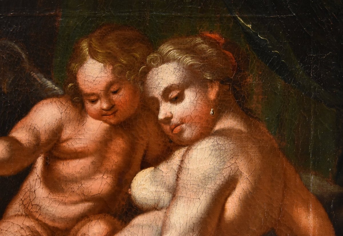 Vénus et Cupidon, Peintre vénitien du XVIIe-XVIIIe siècle-photo-2