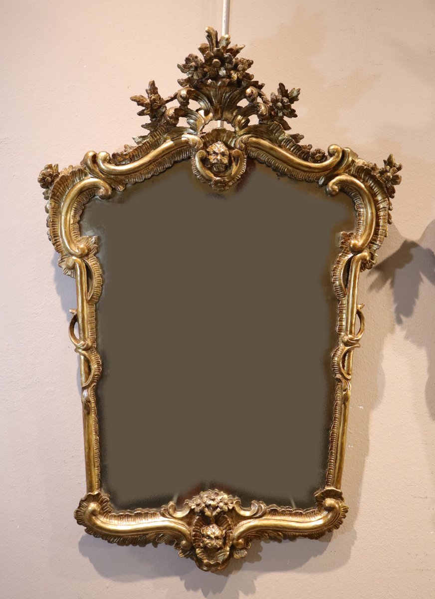 Paire de miroirs rocaille, Italie (Naples) XVIIIe siècle-photo-3